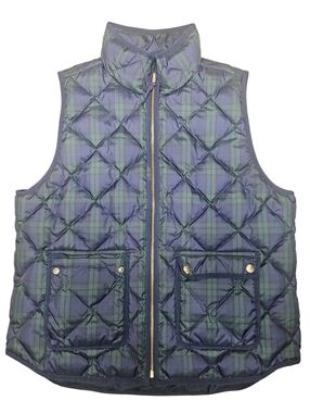 J. Crew Excursion Down Quilted Puffer Vest Women's XL Tartan Plaid Full Zip